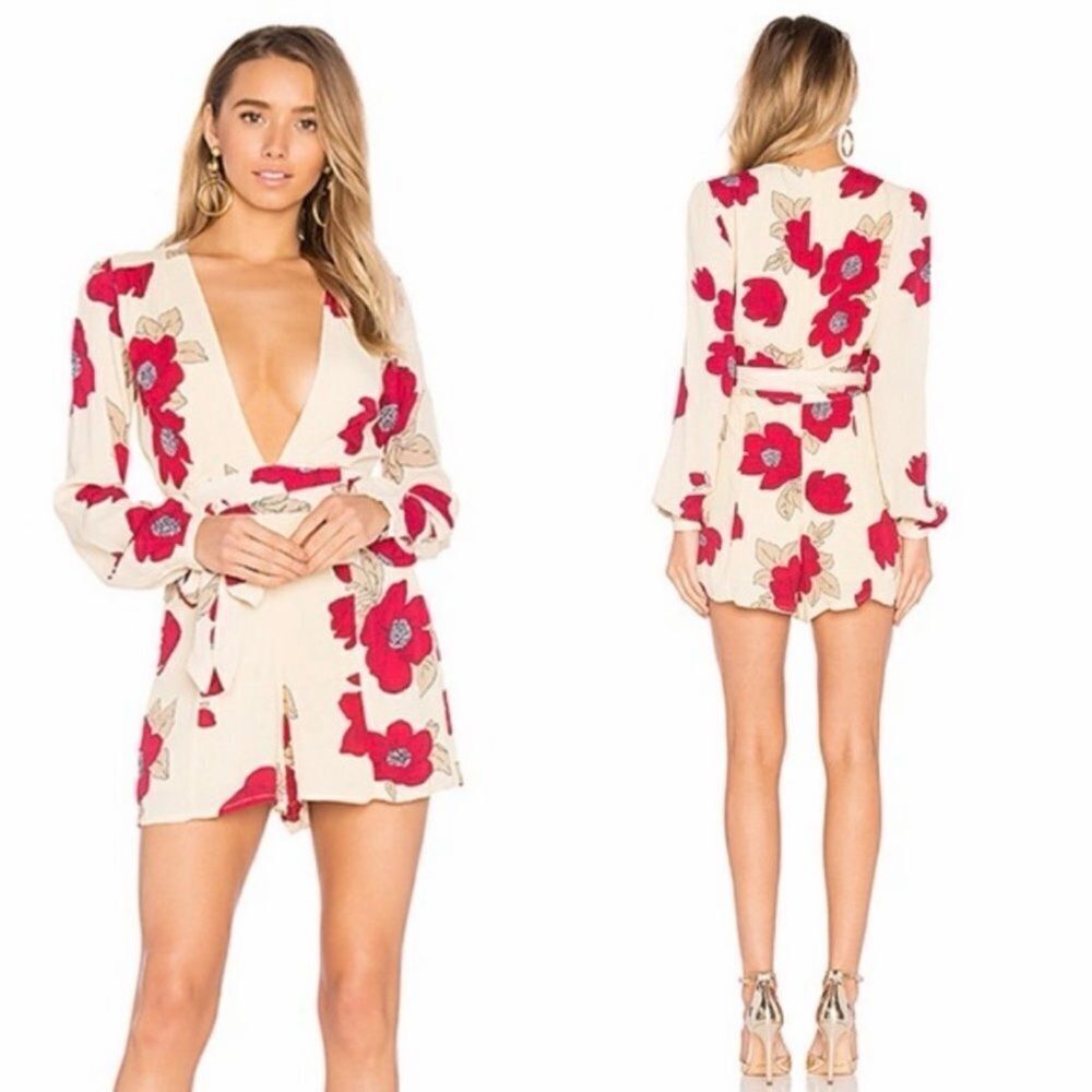 Privacy Please Red Floral Jumpsuit